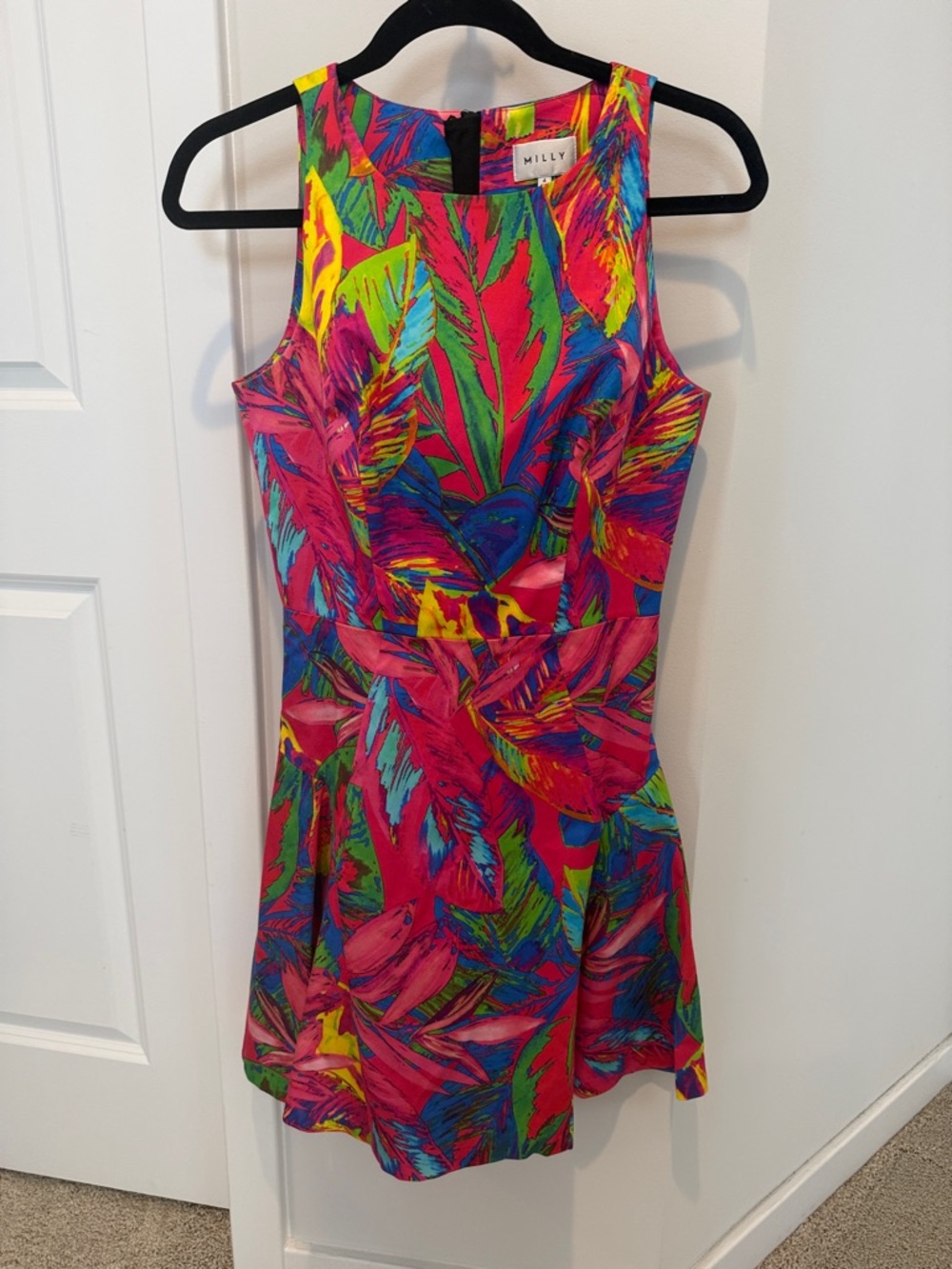 Milly Multicolor Feather-Print Dress